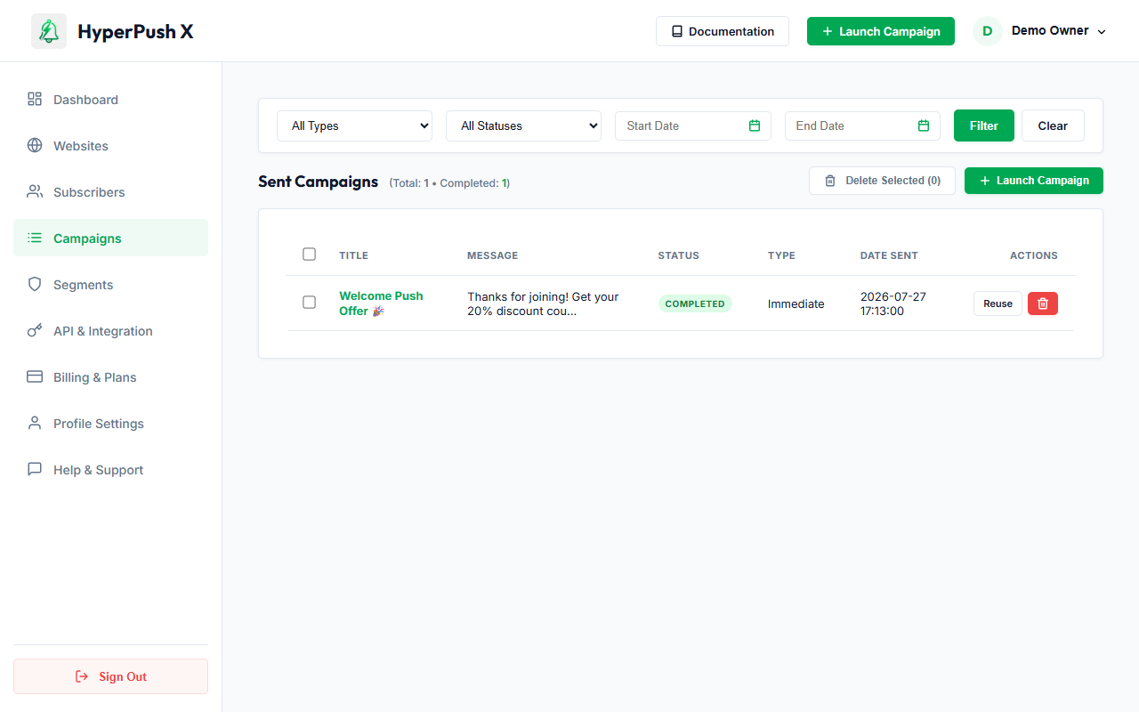 Web Console Campaign Analytics Logs