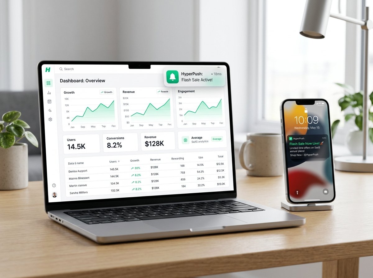 Real-time Web Push Notifications Mockup
